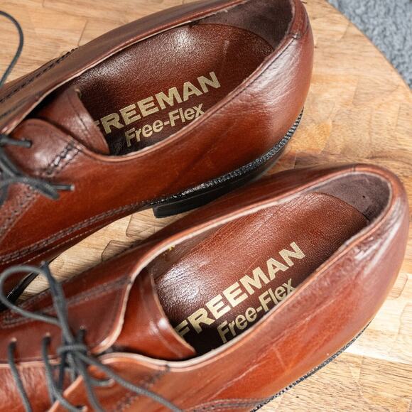 FREEMAN Dark Brown Free-Flex Oxfords Apron Toe Lace-Up Men's 7.5 E - Picture 5 of 8